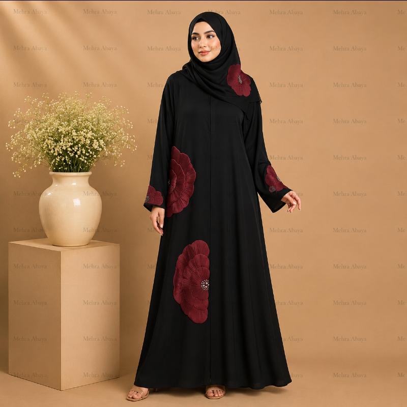 Organza Flower Design abaya 
